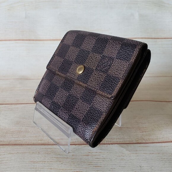 Authentic Louis Vuitton Vintage Damier Compact Tri-Fold Wallet Unisex Brown - Picture 1 of 16